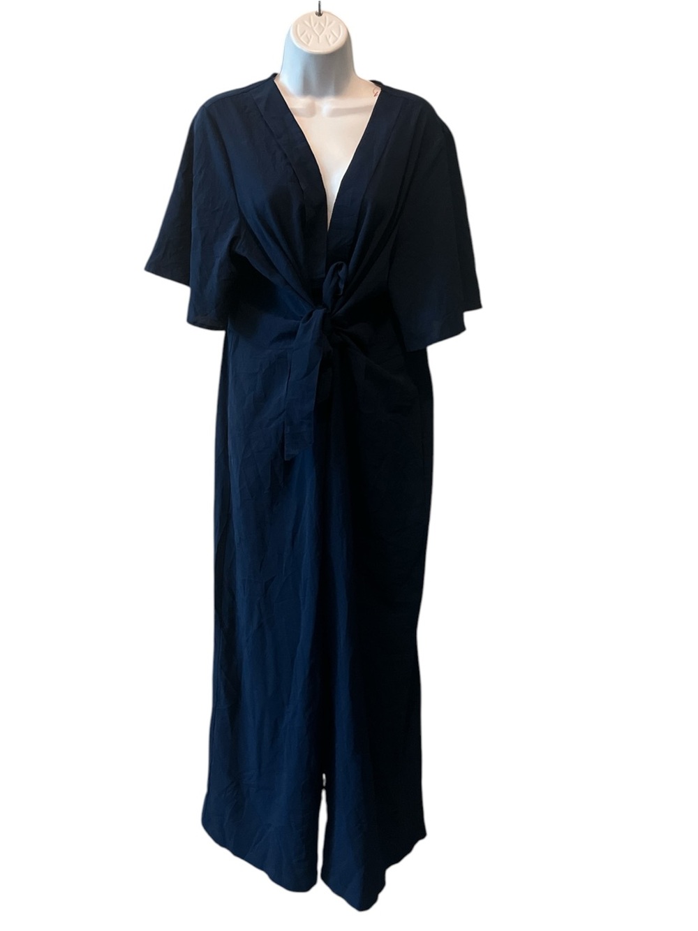 Navy Tie-Front Maxi jumpsuit
